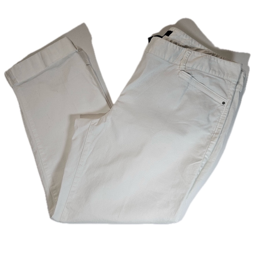 White House Black Market Capris Womens 12 White Stretch Casual Cropped Pants EUC